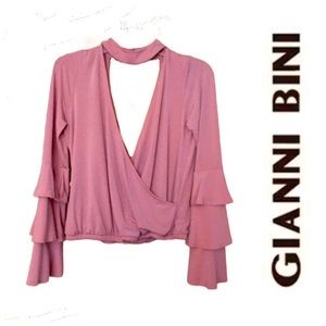 Gianni Bini Mauve Trumpet Sleeve Top